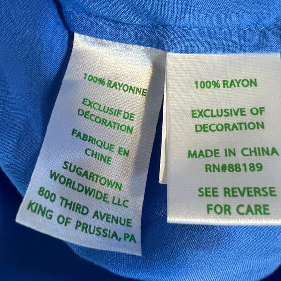 Lilly Pulitzer Moira Off The Shoulder Blue Rayon Embroidered Top Size A - Picture 8 of 9